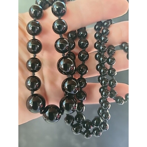 Artisan Onyx Graduated Ball Bead Necklace Vintage - Picture 2 of 10